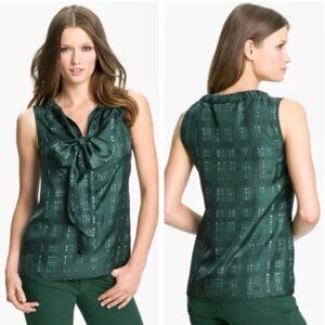 Tory Burch Saffield Blouse, Emerald Green, SZ 14